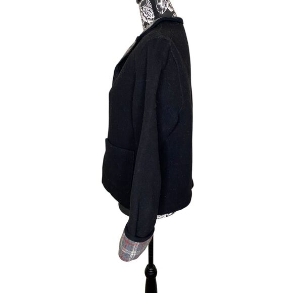 Norton Studio Petites Black Wool Blend Zip Jacket Plaid Lining Pockets PL Women - Picture 4 of 11